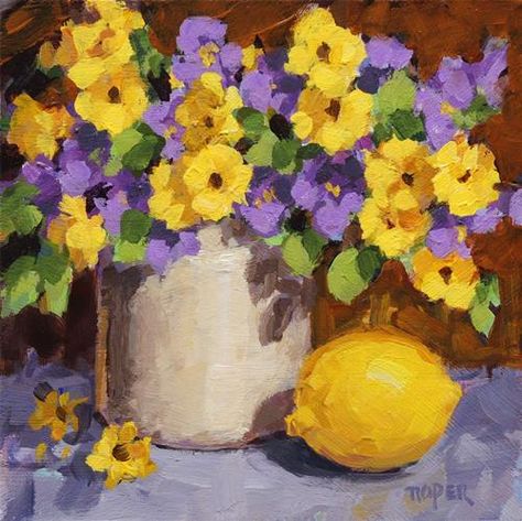 Green Yellow Painting, Yellow Flowers Painting, Contrast Art, Purple Painting, Color Symbolism, Flower Drawing Tutorials, Green Paintings, Yellow And Purple, Purple Art