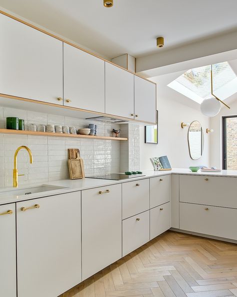 It’s been a year since this beautiful kitchen in collaboration with @holte.studio on IKEA carcasses was installed at our Richmond project, and here’s a few angles of the space featuring clean white lines and accents of Red Elm woodwork. As all projects take time and time to photograph I feel that I barely have any new content but hopefully I will have some more kitchens to share soon as I have two kitchen installs starting next month including another one with Holte Studio but this time a c... Peninsula Kitchen, Colour Contrast, Busy Busy, Kitchen Installation, Beautiful Kitchen, Kitchen On A Budget, Design Your Home, Custom Door, Design Planning