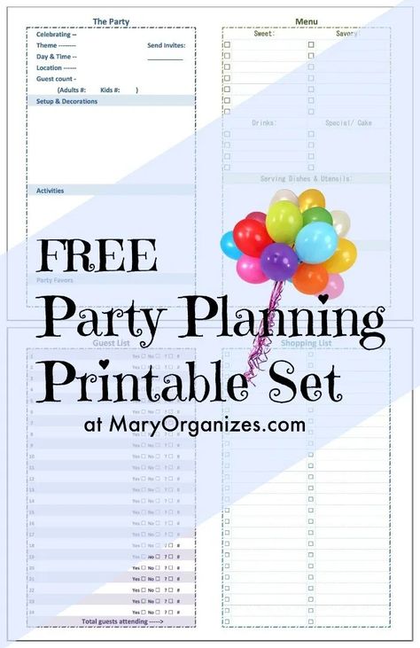 Party Planning [Printable] Set ... Party Planning List, Party Planning Printable, Event Planning Checklist Templates, Wedding Checklist Printable, Kids Party Planning, Event Planning Printables, Party Planning Business, Planning List, Party Planning Checklist