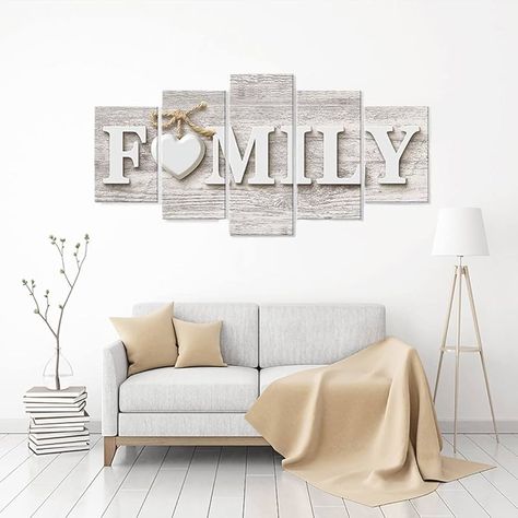 Amazon.com: SUNYSUBY 5 Piece HOME Sign Canvas Wall Art Painting Modern Decor Abstract Painting Artwork On Canvas Print Picture Decoration for Bedroom Living Room Framed Ready to Hang (HOME LOVE, W50 x H23): Posters & Prints Country Farmhouse Decor Living Room, Above Couch Decor, Couch Wall Decor, Photo Wall Decor, Black Hook, Couch Decor, Farmhouse Decor Living Room, Large Wall Decor, Rustic Living