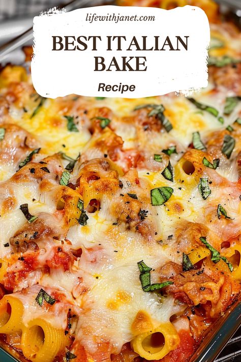 Best Italian Bake For Italian food lovers looking for a simple, tasty, one-pan meal, this cheesy Italian bake recipe delivers. Combining classic flavors like tomato sauce, pasta, sausage, and veggies, it's a crowdpleasing dish you'll make over and over. Italian Sausage Pasta Bake, Italian Bake, Italian Pasta Bake, Tomato Sauce Pasta, Pasta Sausage, Sausage Pasta Bake, Sausage And Veggies, Italian Casserole, Pasta Casserole Recipes