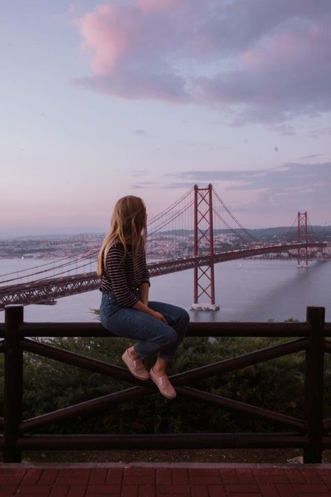 JanaMeerman.com jana meerman santuario cristo do rei lisbon (3) Lisbon Bridge, Lisbon Sunset, Lisbon Photography, Pictures Of Bridges, Portugal Trip, Lisbon City, Famous Bridges, Christ The King, Best Sunset