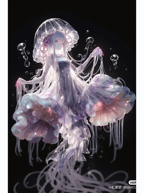 Jellyfish Mermaid Art, Jellyfish As A Human, Jellyfish Human Hybrid, Jellyfish Oc Drawing, Jellyfish Fursona, Jellyfish Humanoid, Jellyfish Alien, Jellyfish Person, Jellyfish Character Design