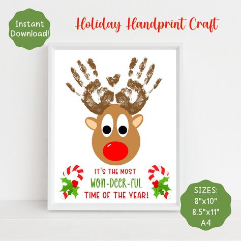 Baby Handprint Art, Reindeer Handprint, Christmas Handprint Crafts, Christmas Handprint, Footprint Keepsake, Handprint Christmas, Reindeer Craft, Baby Handprint, Handprint Craft