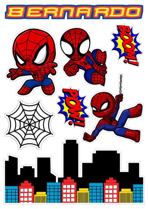 Spidey Cake Topper Printable, Spiderman Topper, Happy Birthday Spiderman, Avengers Cake Topper, Spiderman Cookies, Spiderman Stickers, Spiderman Cake Topper, Car Cake Toppers, Spiderman Birthday Cake