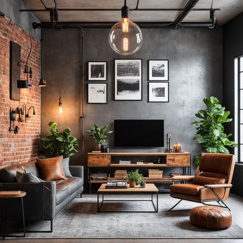 industrial design versatility Industrial Walls Interior, Industrial Style Apartment, Industrial Interior Design Living Room, Sala Industrial, Industrial Style Interior Design, Industrial Chic Interior, Modern Industrial Living Room, Industrial Living Room Design, Industrial Living Room