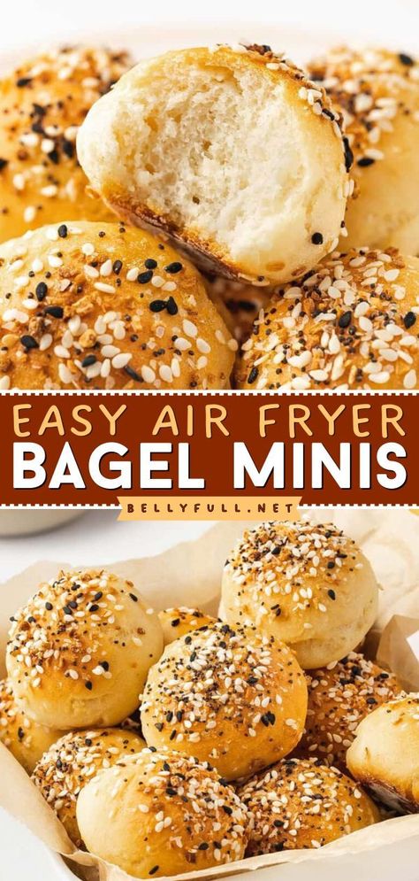 Oct 8, 2023 - These Air Fryer Bagel Minis are quick and easy bagel bites topped with addicting everything bagel seasoning. Mini Bagel Recipes, Bagel Bites In Air Fryer, Homemade Bagel Bites, Mini Bagels Recipe, Mini Bagel Bites, Homemade Bagel Recipe, Bagel Bites Recipe, Easy Bagel, Healthy Bagel