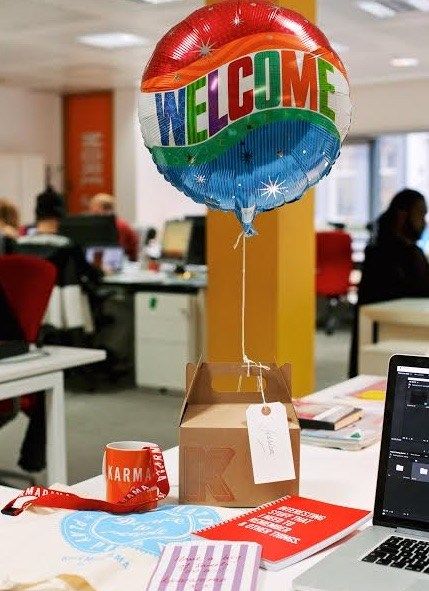 Karma Welcome Back To Work, Welcome New Employee, Swag Ideas, Employee Onboarding, Welcome To The Team, Draw People, Creative Brochure, Employee Appreciation Gifts, Company Gifts