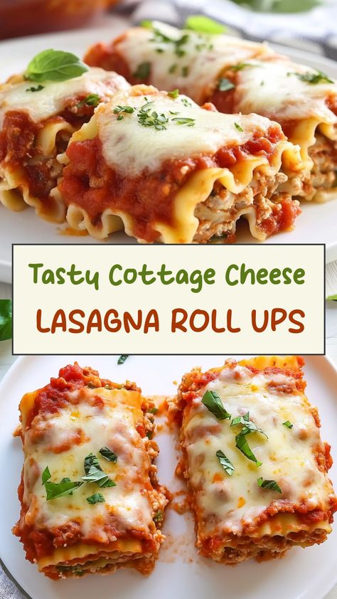 Satisfy your cravings with this delicious and unique twist on lasagna – cottage cheese lasagna roll-ups! These scrumptious pasta rolls are filled with creamy cottage cheese, flavorful marinara sauce, and melted mozzarella cheese for the ultimate comfort food experience. Whether you're looking for a tasty vegetarian dish or simply want to switch up your dinner routine, these lasagna roll-ups are sure to be a hit at the dinner table.

Ingredients
2 cups tomato marinara sauce
8 uncooked lasagna noo Ravioli Lasagna With Cottage Cheese, Lasagna No Ricotta Cheese, Ricotta For Lasagna, Lasagna Cottage Cheese, Skinnytaste Lasagna, Lasagna Variations, Cheese Lasagna Roll Ups, Cottage Cheese Pasta Sauce, Cottage Cheese Lasagna