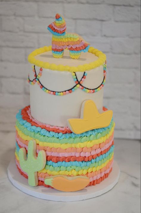 2nd Birthday Fiesta Theme, Adios To My 20s Cake, Threesta Birthday Party Cake, Threeesta Cake, Fiesta Theme Birthday Cake, Threesta Birthday Cake, Three Esta Birthday Cake, Mexican Cake Design, Simple Fiesta Cake