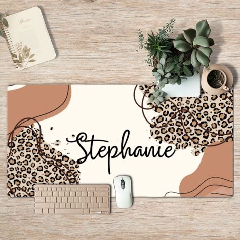 Teacher Cubicle Decor, Chic Cubicle Decor, Cubicle Makeover Ideas, How To Decorate Your Office At Work, Office Desk Decor For Work Cubicle, Teacher Desk Decorations, Leopard Office, Cute Cubicle Decor, Boho Office Decor