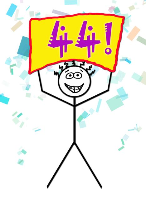 Happy 44th Birthday-Stick Figure Holding Sign card Happy 58th Birthday, Happy 59th Birthday, Happy 69th Birthday, Happy 49th Birthday, Happy 42nd Birthday, Happy 55th Birthday, Happy 45 Birthday, Holding Sign, Happy 35th Birthday