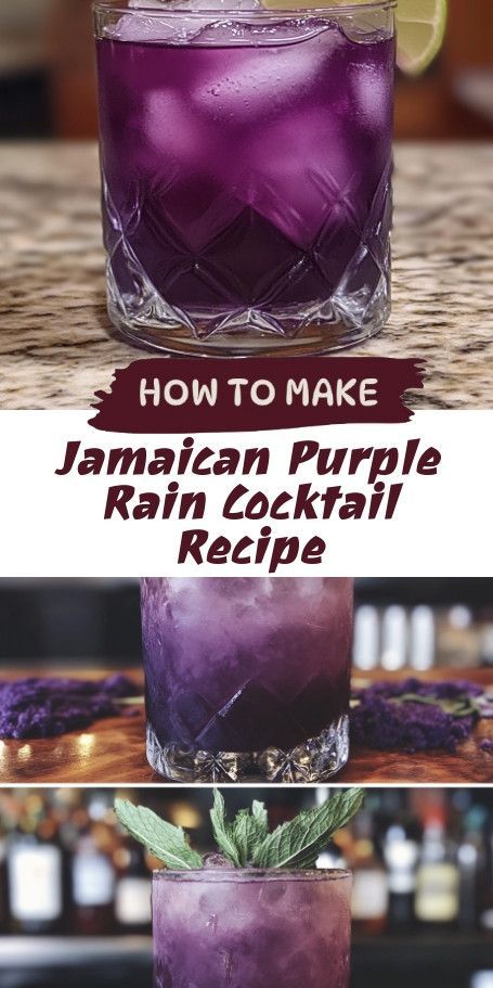 Jamaican Purple Rain Mocktail Recipe | Refreshing Tropical Escape Transport yourself to Jamaica with our Jamaican Purple Rain Mocktail! This vibrant non-alcoholic drink combines pineapple, cranberry, and grape juices for a fruity delight. Easy to make and perfect for any occasion, enjoy a taste of paradise with every sip! #JamaicanPurpleRain #TropicalMocktail #NonAlcoholic Purple Rain Drink, Purple Rain Cocktail, Rain Cocktail, Jamaica Drink, Jamaican Drinks, Fruity Cocktail Recipes, Fruity Mixed Drinks, Fruity Alcohol Drinks, Drinks Non Alcoholic