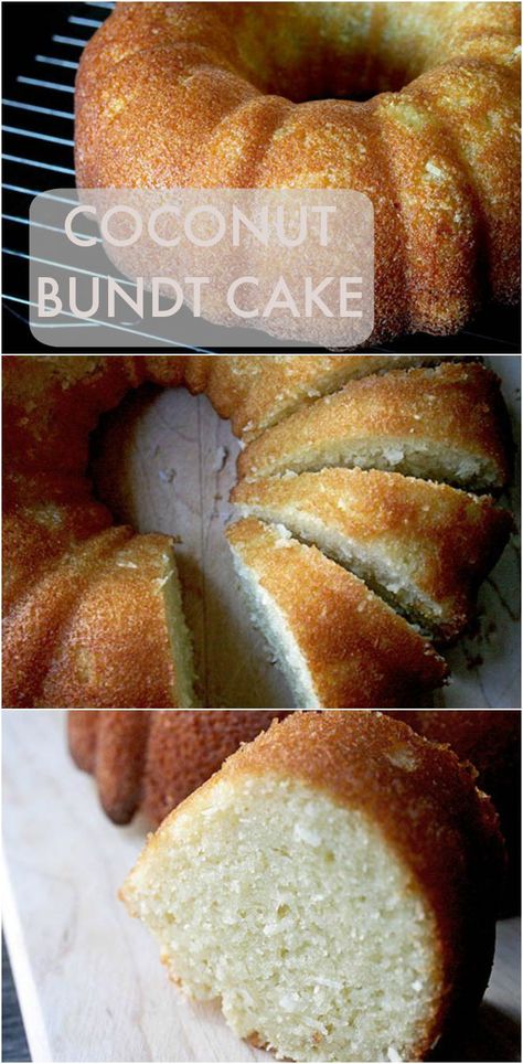 This coconut bundt cake is super moist and fluffy, with a strong coconut flavor. Coconut Bundt Cake, Cookies Coconut, Coconut Tea, Coconut Pound Cakes, Cake With Coconut, Buckwheat Cake, Pound Cakes, Tea Cake, Bundt Cakes Recipes