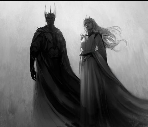 Mordor Aesthetic, Sauron Wallpaper, Dark Galadriel, Sauron Drawing, Sauron Aesthetic, Galadriel And Sauron, Galadriel And Halbrand, Sauron And Galadriel, Lord Of The Rings Aesthetic