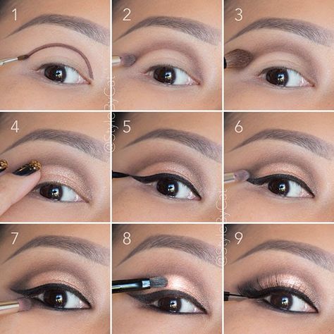 Soft, rose gold, smokey eye tutorial. Products and instructions in the link. Wedding makeup, special occasion, evening makeup. Smokey Eyes Tutorial, Teknik Makeup, Tutorial Eyeliner, Gold Smokey Eye, Mekap Mata, Makeup Tip, Smokey Eye Tutorial, Wedding Day Makeup, Hooded Eye Makeup