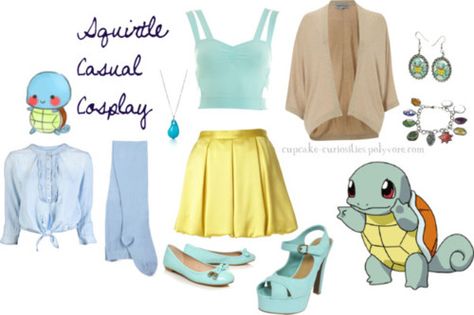 Squirtle  pokémon ^-^ Pokemon Fashion, Easy Cosplay, Closet Cosplay, Fantasy Outfits, Nerdy Outfits, Pokemon Clothes, Everyday Cosplay, Inspired Clothes, Nerd Fashion