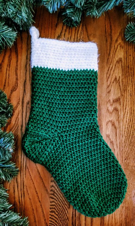 Crochet Stocking Pattern Free, Christmas Stocking Pattern Free, Stocking Pattern Free, Knitted Stocking, Traditional Christmas Stockings, Crochet Christmas Stocking Pattern, Crochet Knit Top, Christmas Crochet Patterns Free, Crochet Stocking