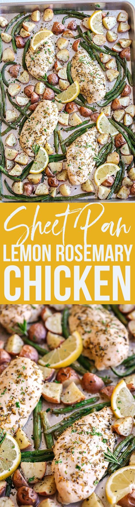 Rosemary Chicken Sheet Pan Dinner, Week Night Dinners Chicken, One Pan Lemon Chicken And Potatoes, Rosemary Chicken And Potatoes, Sheet Meals, Spring Dinners, Sugar Busters, Week Meals, Clean Meals