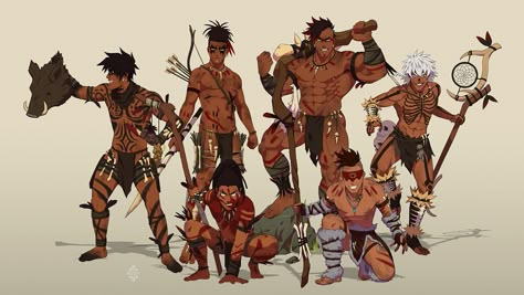 Tribal guys, Xelgot . on ArtStation at https://www.artstation.com/artwork/1nv6gG Arte Monster High, Virtual Tabletop, Call Of Cthulhu, Dnd Art, Fantasy Warrior, Character Design Male, Anime Drawing, Monster Hunter, Character Design References