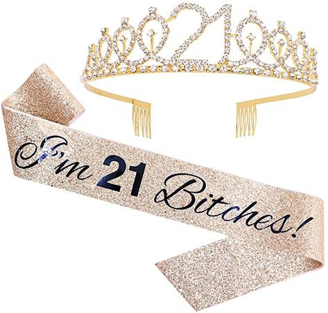 21st Birthday Crown, 21st Birthday Diy, 21st Birthday Sash, 21st Birthday Themes, 21st Birthday Checklist, 21st Birthday Girl, Gold Birthday Party Decorations, 21st Bday Ideas, 21st Birthday Outfits