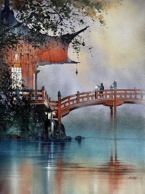 Thomas Schaller, Kyoto Thomas W Schaller, Architecture Watercolor, Thomas Schaller, Art Goals, Colour Drawing, Art Thomas, Zen Painting, 2023 Art, Venice Canals