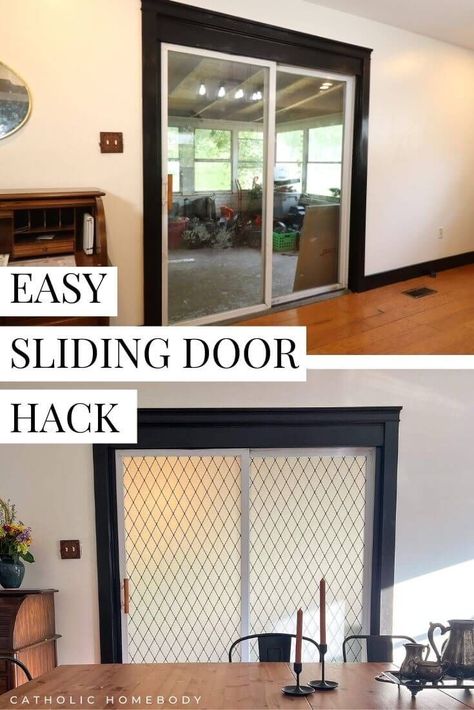 Diy Sliding Glass Door, Glass Door Makeover, Sliding Glass Door Makeover, Sliding Door Coverings, Sliding Glass Door Coverings, Sliding Glass Door Window Treatments, Glass Door Coverings, Patio Door Coverings, Sliding Glass Door Window