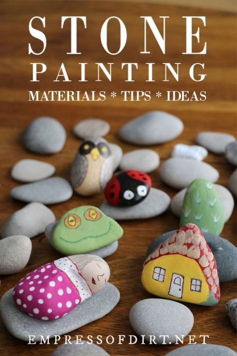 A complete beginner's guide to stone painting including best materials, step-by-step instructions, and design tutorials for kids and adults. #stonepainting #paintedrocks #empressofdirt How To Paint Rocks, Rocks Painting, Painting Stones, Painting 101, Paint Rocks, Rainy Day Crafts, Stone Art Painting, Educational Poster, Art Stone