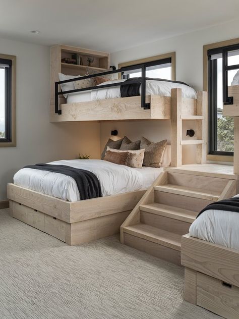 Knobby Hill — Kimberly Parker Design Bunk Bed Bedroom Ideas, Bunk Bed Room Ideas, Bunk Beds Small Room, Bunk Bed Room, Bunk Bed Rooms, Adult Bunk Beds, Lake Ideas, Bunk Beds Built In, Built In Bunks