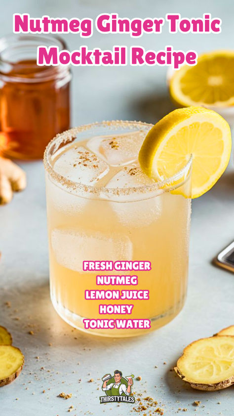 "Discover the perfect blend of warmth and spice with our Nutmeg Ginger Tonic Mocktail Recipe! This refreshing non-alcoholic ginger tonic combines the zesty flavors of ginger and nutmeg, creating a delightful Ginger Nutmeg Refresher. Ideal for winter gatherings, this herbal ginger drink is a must-try for anyone seeking a cozy beverage. Enjoy a Spicy Ginger Tonic that’s both invigorating and soothing, or savor the unique taste of our Nutmeg Infused Mocktail!" Ginger Drinks Healthy, Infused Mocktail, Tonic Mocktail, Winter Mocktails, Ginger Drink, Alcohol Free Drinks, Festive Drinks, Alcohol Drinks, Mocktail Recipe