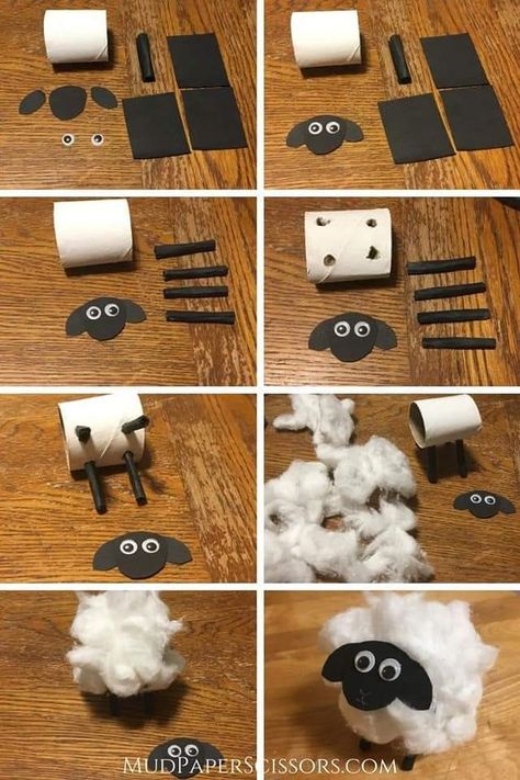 Sheep Crafts For Preschoolers, Sheep Craft, Lamb Craft, Sheep Crafts, Eid Crafts, Toilet Paper Crafts, Rainy Day Crafts, Bible Crafts For Kids, Vbs Crafts