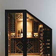 Stairs Case Ideas, Basement Under Stairs Ideas, Wine Cellar Under Stairs, Closet Wine Cellar, Under Basement Stairs, Wine Pantry, Unique Wine Cellar, Under The Stairs Storage, Under Stairs Wine