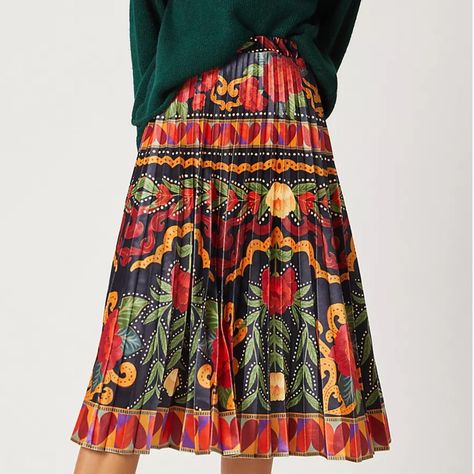 Brand New With Tags Nwt Anthropologie Dinah Pleated Velvet Midi Skirt By Farm Rio This Velvet Skirt Is An Elegant Addition To Your Seasonal Wardrobe. Polyester, Elastane Pleated Detail Midi Silhouette Pull-On Styling Machine Wash Made In Turkey Dimensions 29.5"L Pleated Velvet Skirt, Green Tulle Skirt, Sheer Midi Skirt, Gold Sequin Skirt, Velvet Pleated Skirt, Velvet Midi Skirt, Pink Pleated Skirt, Blue Jean Skirt, Lace Midi Skirt