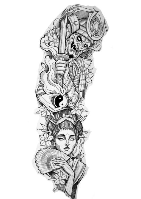 Art Sleeve Tattoo, Arm Tattoos Drawing, Zeus Tattoo, Egyptian Tattoo Sleeve, Samurai Tattoo Design, Greek Mythology Tattoos, Japan Tattoo Design, Egyptian Tattoo, Mythology Tattoos