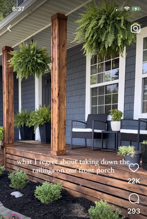 Porch Landscaping, Front Porch Makeover, Trim Paint, Paint It Black, House Front Porch, Porch Remodel, Porch Columns, Porch Posts, Front Porch Design