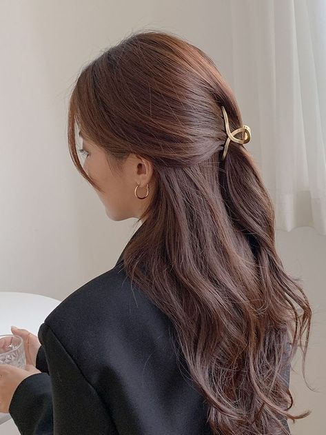 Hair Clip Hairstyles, Half Ponytail, Small Hair Clips, Clip Hairstyles, Metal Hair Clips, Hair And Beauty, Hair Stylist Life, Asian Hair, Long Hairstyles