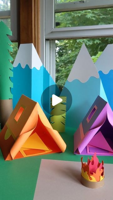 Camper Crafts For Kids, Tent Craft Preschool, Tent Crafts For Kids, Diy Tents For Kids, Tent Template, Diy Kids Tent, Tent Craft, Camping Illustration, Diy Tent