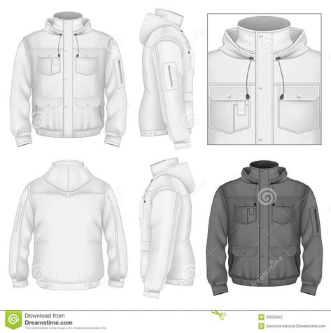 Men s flight jacket with hood. Design template (front view, back and side views) #Sponsored , #jacket, #hood, #Design, #Men, #flight Hoodie Vector, Mens Flight Jacket, Mens White Shorts, Basketball Tank Tops, Zip Hoodie Design, Rugby Shorts, Polo Shirt Design, Sports Wear Women, Black Shorts Men