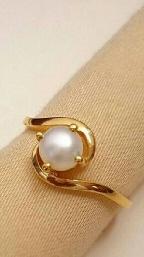 Gold Pearl Ring Design For Women, Pearl Finger Rings In Gold Indian, Muthyam Rings Gold, Pearl Rings In Gold For Women, Pearl Finger Ring Designs, Gold Ring Design For Women Indian, Pearl Rings In Gold, Gold Jewelry Wedding, Pearl Ring Design