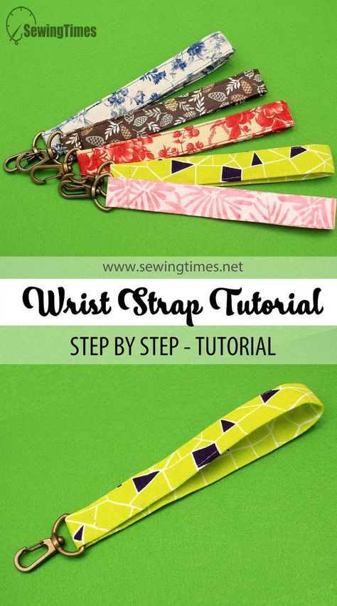 WRISTLET STRAP TUTORIAL | How to make wristlet for bag or pouch [sewingtimes] Wristlet Patterns Free, Wristlet Wallet Pattern, Wristlet Sewing Pattern, Keychain Diy Easy, Wristlet Tutorial, Diy Key Fob, Quilters Bag, Key Fobs Diy, Quilted Wristlet