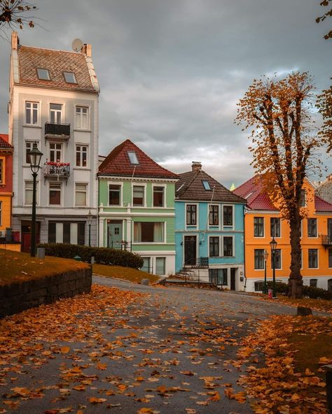 This street in Bergen, Norway is called Østre Murallmenningen and is one of the most photographed spots in the city! Scene Photography, Bergen Norway, Korean Language, Photography Lovers, Travel Bucket List, Travel Bucket, South Korea, Norway, Landscape Photography