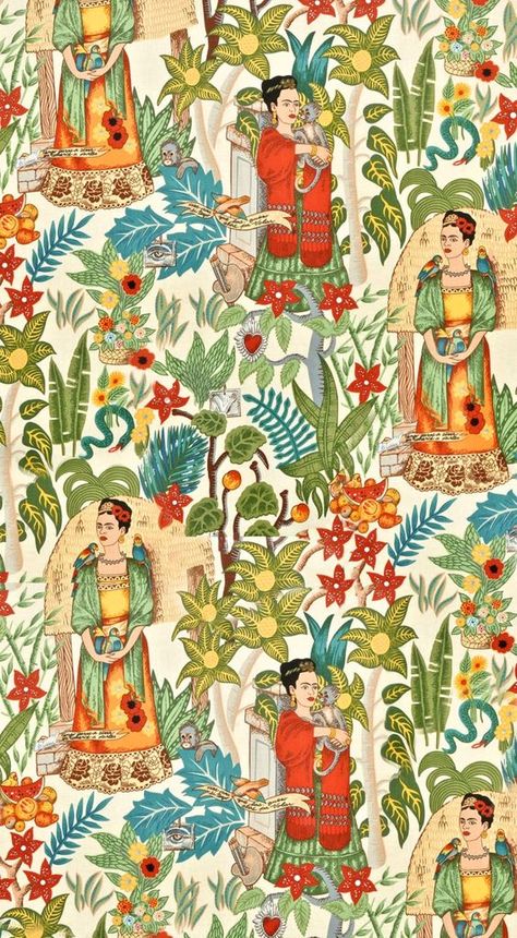 17 Fondos de pantalla con Frida Kahlo como protagonista Vintage Mexican Wallpaper, Frida Kahlo Wallpaper, Frida Kahlo Paintings, Kahlo Paintings, Mexican Pattern, Frida Art, Frida Kahlo Art, Design Textile, Arte Inspo