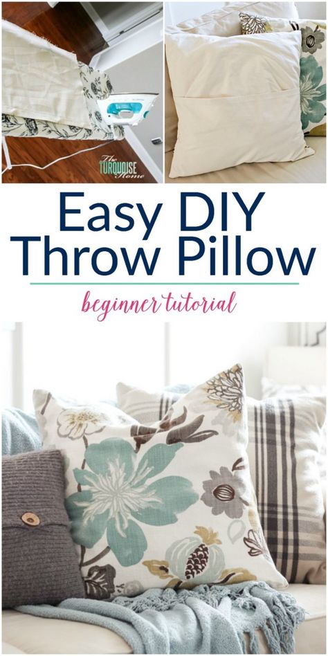 Easy Throw Pillows, Throw Pillow Covers Diy, Diy Throws, Pillow Covers Tutorial, Throw Pillow Diy, Diy Throw Pillows, Easy Pillows, Decorating Bookshelves, Diy Pillow Covers