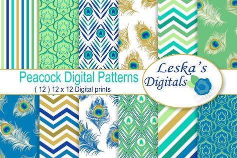 Peacock Digital Paper Patterns by Leska's Digitals on @creativemarket Birdhouses Diy, Stationary Website, Paper Peacock, Wallpaper Card, Wrapping Paper Birthday, Blog Wallpaper, Paper Feathers, Paper Patterns, Feather Pattern