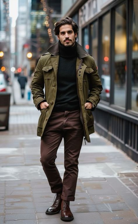 18 Stylish Green Fall Outfits for Men in 2024 – Cozy Sweaters, Cool Jackets, and Trendy Looks Olive Green Outfits Men, Olive Green Men Outfit, Green And Brown Outfit Men, Brown And Green Outfits Men, Olive Green Outfit Men, Olive Sweater Outfit, Olive Green Blazer Outfit, Olive Jacket Outfit, Olive Green Jacket Outfits