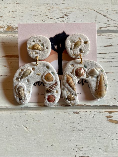 Polymer Clay Shell Jewelry, Clay Shell Earrings, Polymer Clay Seashell Earrings, Polymer Clay Shells, Seashell Clay Earrings, Beach Polymer Clay Earrings, Polymer Clay Flower Jewelry, Diy Earrings Polymer Clay, Seashell Earrings