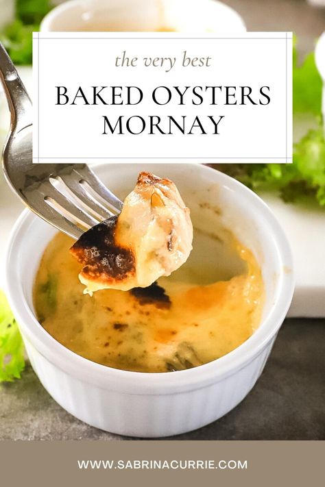 Oysters Mornay (Baked Oysters With Cheese) - Appetizers Mignonette Sauce Oysters, Oysters Mornay, Swiss Cheese Sauce, Baked Oyster Recipes, Seafood Main Course, Oyster Bake, Broiled Oysters, Baked Oysters, Mornay Sauce