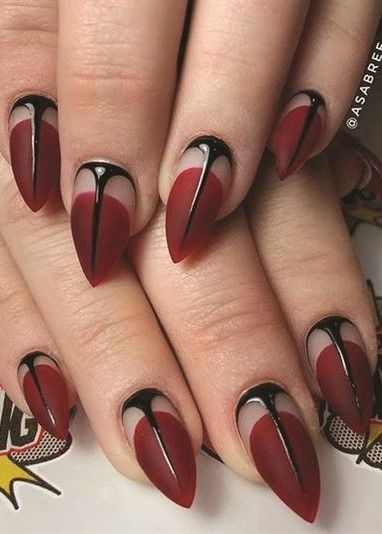 Black Goth Nails Acrylic, Feminism Nails, Witchy Nail Designs, Red And Black Nail Designs, Goth Nail Art, Witch Nails, Unghie Nail Art, Witchy Nails, Gothic Nails