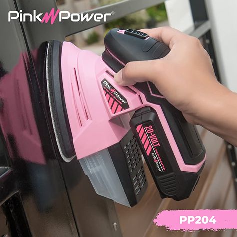 Pink Power Detail Sander for Woodworking 20V Cordless Electric Hand Sander for Wood Furniture - Mini Palm Sander Tool with Sandpaper, Li-Ion Battery & Charger - Small Handheld Sanding Machine - - AmazonSmile Detail Sander, Hand Sander, Electric Sander, Pink Power, Li-ion Battery, Green Living, Battery Charger, Sanding, Sanders