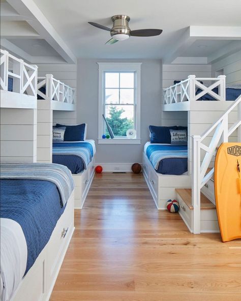 10 Nautical Bedroom Decor Ideas 2013 Bedroom, Beach House Bunk Room, Nautical Decor Bedroom, Family Bed, Bunk Beds Built In, Nautical Bedroom, Built In Bunks, Bunk Rooms, Bunk Bed Designs